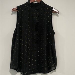 Ann Taylor Black Blouse with Gold Accents